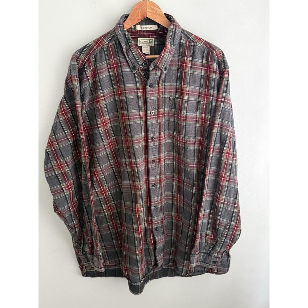 LL‎ Bean Shirt Mens 2XL Tall Scotch Plaid Flannel Button Down Traditional Fit